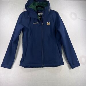Columbia Notre Dame Omni-Wind Block Softshell Jacket Sherpa Lined Navy Womens M